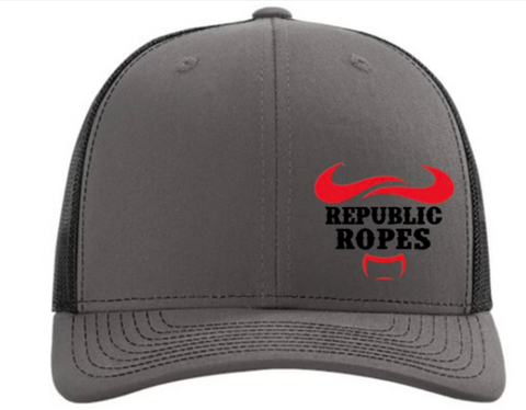 Republic Ropes Classic Trucker Hat – Charcoal, Black & Red